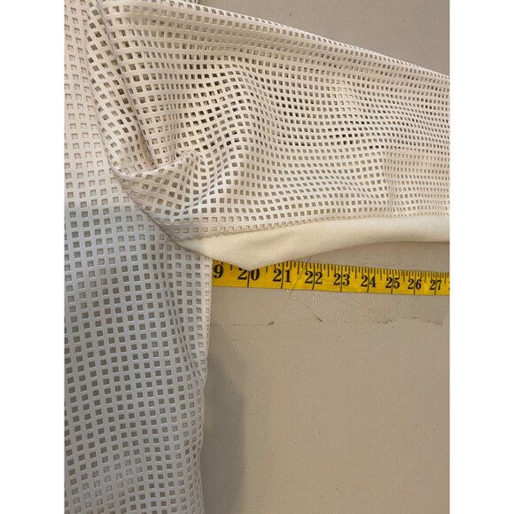 Chicos White Faux Leather Blazer Jacket Mesh Open Front Chicos Size 0 Small - Picture 10 of 11